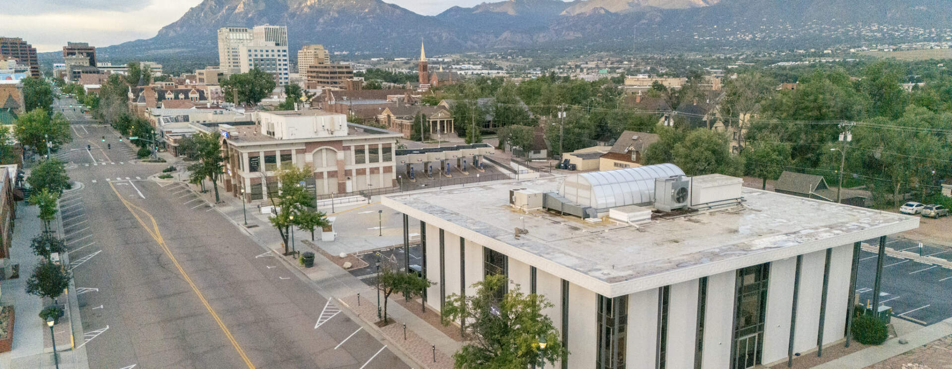 Downtown Colorado Springs and the Front Range, seen from the PPAR building